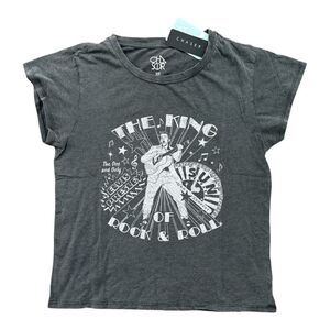 Chaser Elvis Presley King Rock Graphic Tee XS Black Mineral Wash NWT